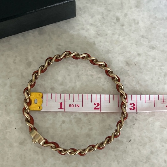 Chanel CC Orange Leather Woven Chain Bangle Bracelet 21CM - Picture 10 of 10